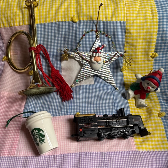 Starbucks Other - 5 pc Christmas decoration lot: Starbucks Cup Ornament/train/star/trumpet/snowman